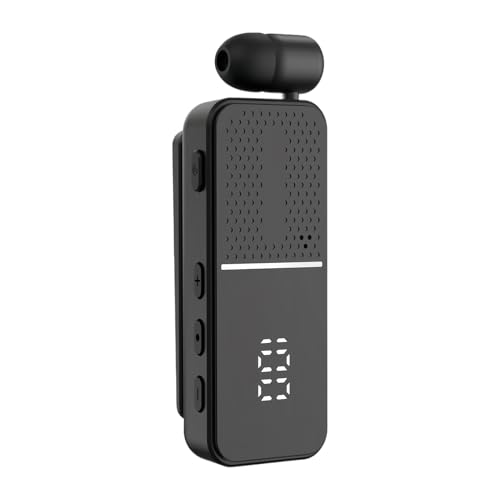 Kabellose Ohrhörer zum Anklippen, Rauschunterdrückung, Revers-Kopfhörer mit digitalem Bildschirm, kompaktes Fitness-Headset für Reisen, Laufen, Sport, Workout, Business,...
