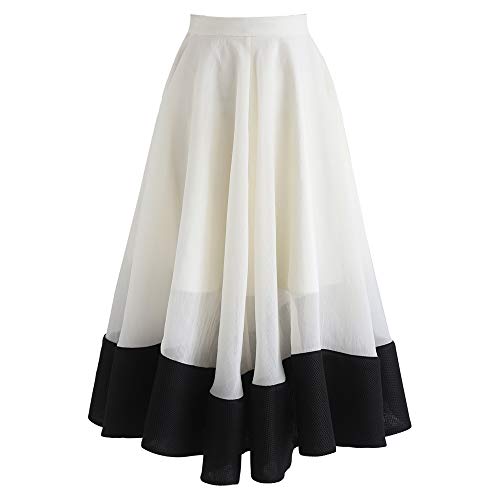 CHICWISH Women's Swing in The Breeze Black and White Organza Midi Prom Party Skirt2