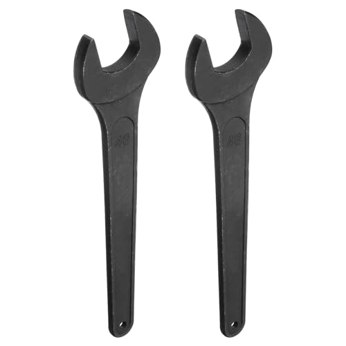 sourcing map 2pcs Single Open Ended Spanner Wrench, 46mm, Thicken Carbon Steel Open End Wrench Tool for for Automotive Repair and Furniture Assembly, Black