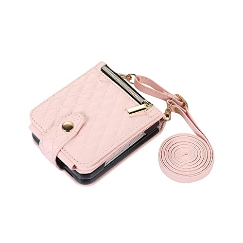 Housse en cuir pour Samsung Galaxy Z Flip 4 et 3 BSAPP avec porte-carte rose
