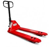Transpallet Manuale Professionale 3000 kg - Carrello Pallet Industriale in Acciaio Rinforzato con Forche 1150 mm, Ruote Tandem PU, Sollevamento 80-190 mm, per Magazzino, Logistica e Industria (Rosso)