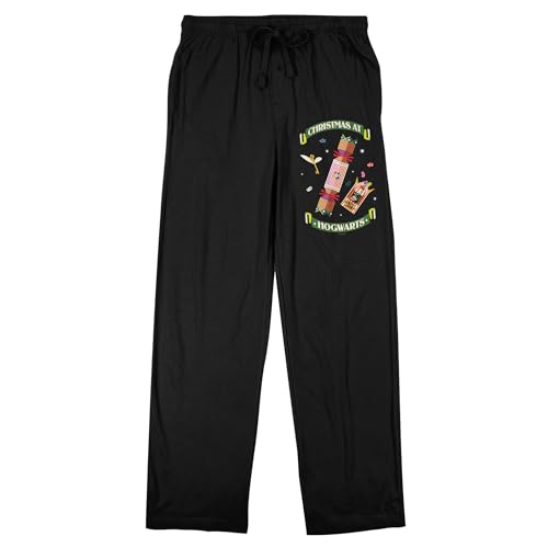 Bioworld Harry Potter Christmas at Hogwarts Men's Black Sleep Pajama Pants