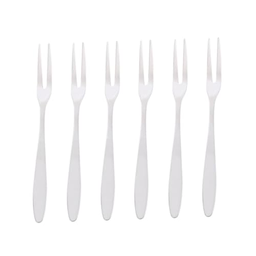 VALICLUD 12 piezas Tenedores de Frutas de Acero Inoxidable Reutilizables Pequeños Tenedores para Aperitivos y Postres Diseño de Dos Puntas Pulidas para Fiestas Bares Hoteles y Uso