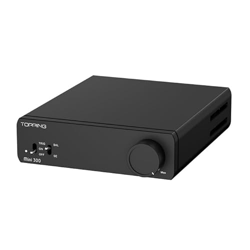 Topping Mini300 HiFi-stereo-versterker, hoge prestaties, gebalanceerde klasse D, 140 W × 2 @4Ω, 124 dB SNR, Auto Power Sync, symmetrische TRS en RCA, desktopversterker voor passieve luidsprekers
