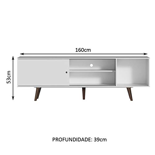 Rack Madesa Dubai para TV até 65 Polegadas com Pés - Branco/Rustic