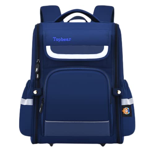 Tiowo Kinder Schulrucksack für Mädchen und Jungen Große Kapazität Reise Schultaschen Kinderrucksäcke Leichte Wasserdichte Laptop Rucksack Tagesrucksack Einfarbig Büchertasche Schulranzen (Marine,S) Cover