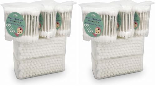 Image of 400pcs CGR Baby Safety Cotton Swabs with Large Tips for Newborn Babies Kids (Pack of 2)