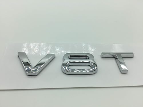 Image of 2pcs OEM ABS Nameplate Compatible for V8 T Chrome Emblem 3D Trunk Logo Badge Compact Decoration