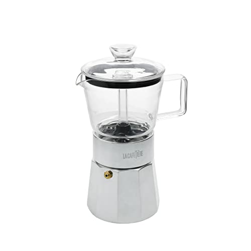 La Cafetière Cafetera Espresso de Cristal Verona, Cromada, 6 Tazas, Caja de Regalo