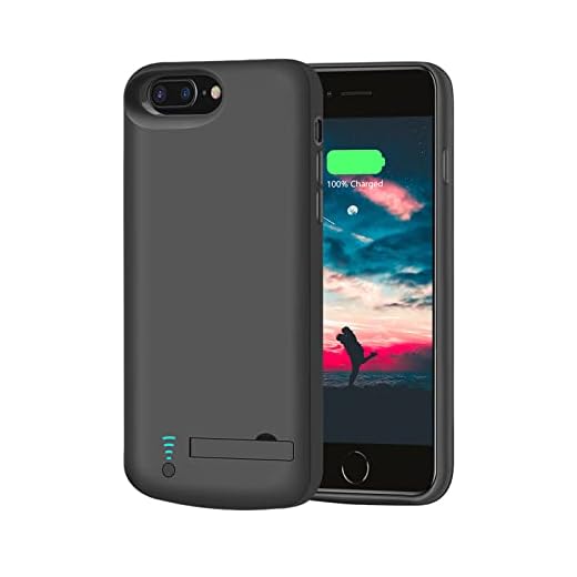RUNSY Battery Case Compatible with iPhone 8 Plus / 7 Plus / 6S Plus / 6 Plus, 8000mAh Rechargeable Extended Battery Charging/Charger Case, Adds 2X Extra Juice, Supports Wired Headphones (5.5 inch)