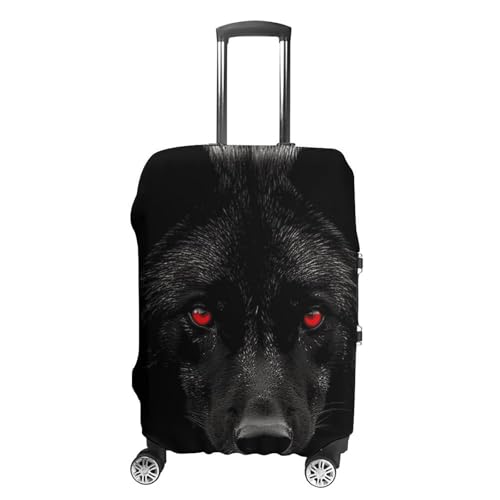 Black Red Eyed Wolf Luggage Covers Tsa Approved Suitcase Cover Elastic Washable Luggage Sleeve Carry on Cover Protector Anti-Scratch Suitcase Protector Fits 19-30 Inch Case(XL)