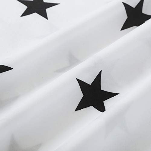 Vaulia Lightweight Soft Microfiber Fitted Sheet, Printed Black/White Little Star Queen Size, 3-Piece Set (1 Fitted Sheet 2 Pillowcases)