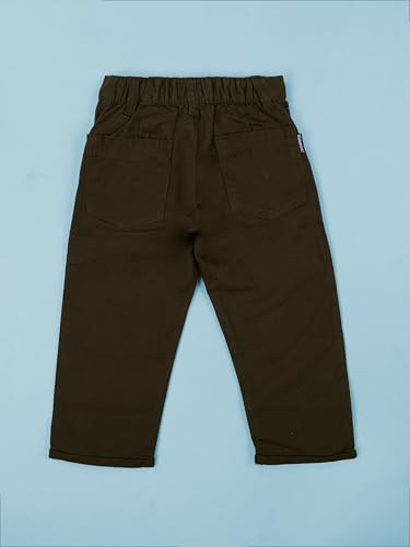 Image of KiddoPanti Boys 100% Cotton Twill Chinos Pant | Comfortable Regular Fit | 2 Side Pocket, 2 Back Pocket | Ankle Length | Back Elasticated Waistband with Button Zip Open Fly