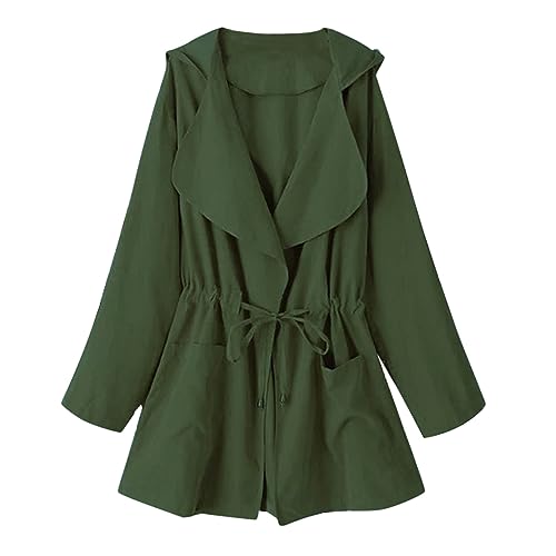 Shffuw Chubasquero Impermeablechubasquero Silla De Ruedas Cortavientos ligero con capucha y bolsillo con cordón de manga larga liso de otoño para mujer Chaqueta Impermeable Mujertraje Agua (Green, XL)