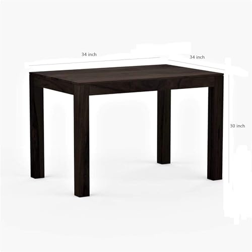 Image of AS Arts Sheesham Wood Dining Table Set of 4 | Compact 4 Seater Wooden Dining Set for Home & Dining Room | Solid Wood Dining Table with Cushioned Chairs | Dark Walnut Finish