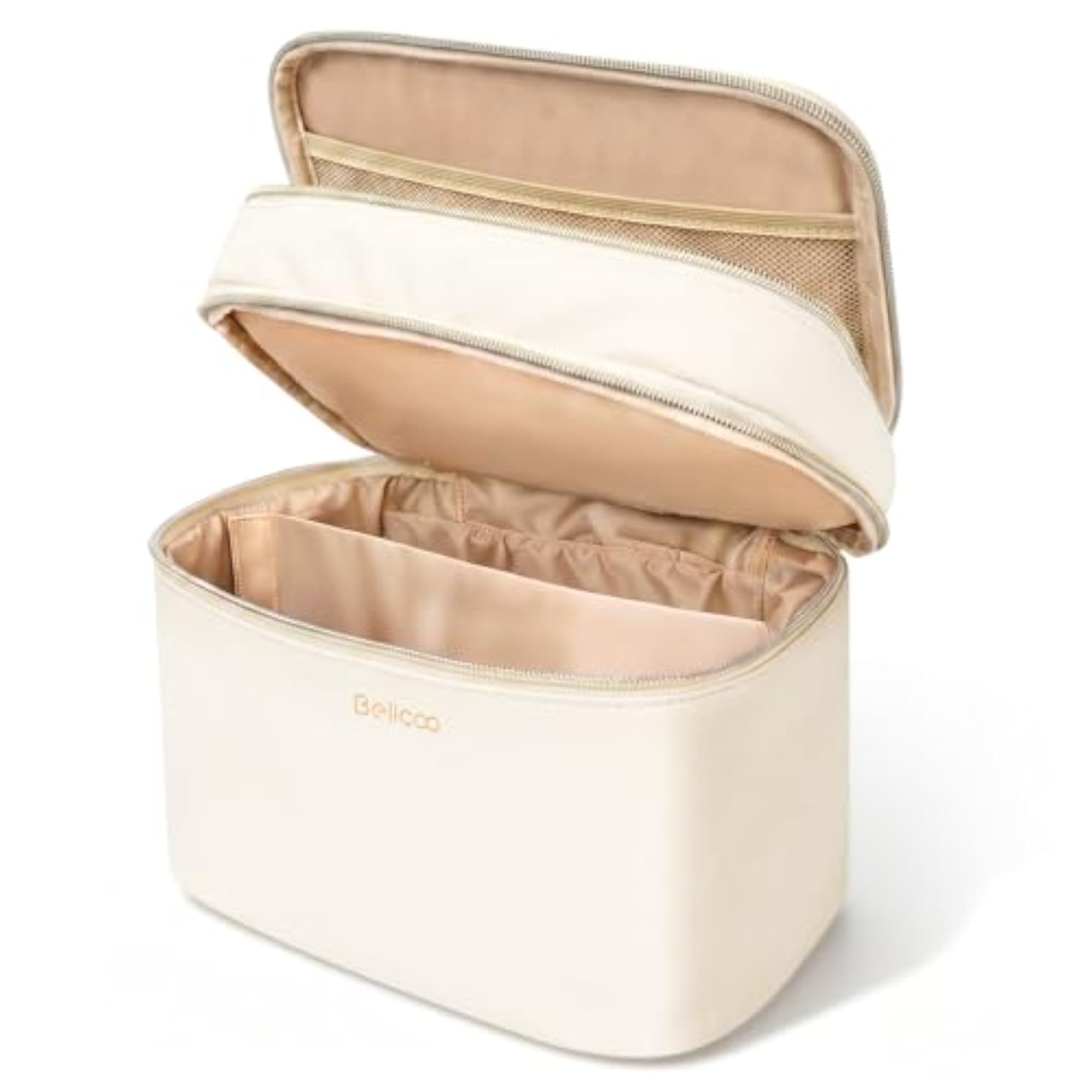 Large Double-Layer Travel Makeup Bag with Mirror