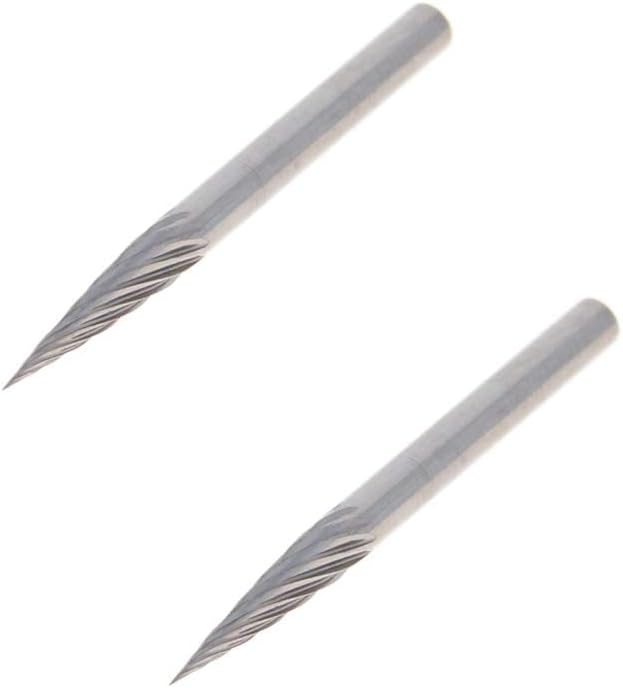 Auniwaig Rotary Files, 3mm Dia,Single Tungsten Steel Alloy 1/8" Shank Top Toothed Cut Conical Shape Rotary Burrs Tool for Die Grinder Drill Bit Wood Soft Metal Carving Polishing 2PCS