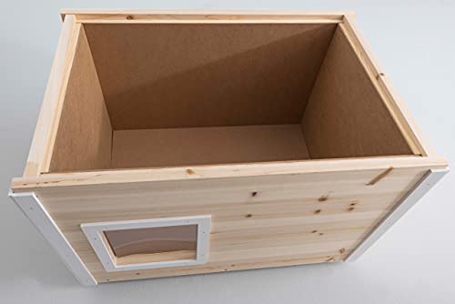 Katzenhaus - isoliert & wetterfest für draußen - Outdoor Katzenhütte aus Holz mit Styropor-Isolierung, Thermovorhang, Lüftung & abnehmbarem PVC-Dach