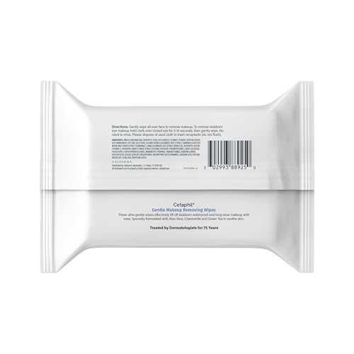 Cetaphil Gentle Makeup Removing Face Wipes, Daily Cleansing Towelettes, 25 Count - image 8
