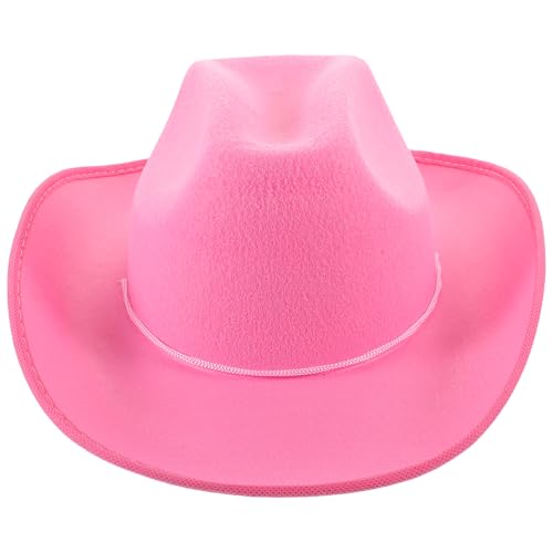 Chapeau de cowgirl rose en tissu avec corde ajustable pour déguisement western