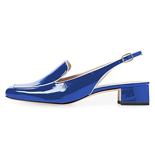 Image of YDN Women Closed Square Toe Block Low Heels Slingback Formal Loafer Dressy Shoes Office Lady Pump Size 4-15 US