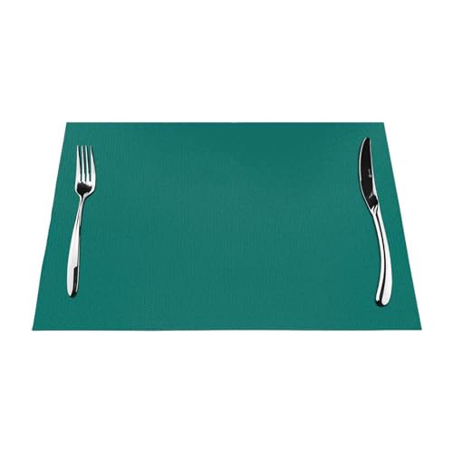 Sets de table tissés vert foncé durables, protection de table rectangulaire x6 - 2