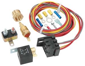 JEGS Single Fan Wiring Harness and Relay Kit | 30 Amp | 200� F on 185� F Off | Includes 80� Wire Harness, 30-Amp Relay, 30-Amp Circuit Breaker, and Crimp Terminals & Hardware | Made in USA