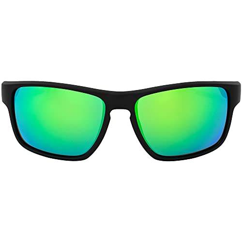 Birdz Eyewear Glide 2 Pairs Sunglasses for Men or Women Scratch Resistant Lens Lightweight Black Square Frame Green and Blue Mirror Lens2