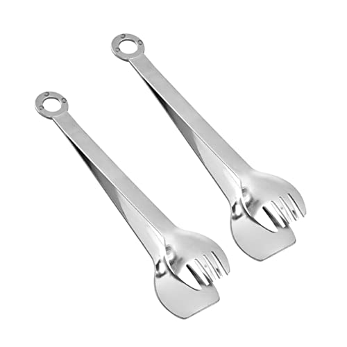 COLLBATH 2pcs Stainless Steel Mini Ice Tongs for Serving Sugar Cubes Lemon Slices and More for Parties Buffets and Daily Use