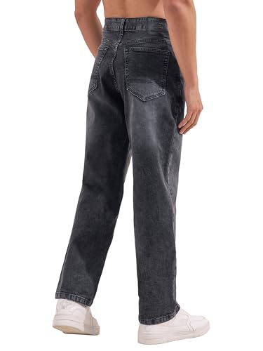 Image of Highlander Men Men's Premium Loose Straight Fit Mid-Rise Cotton Lycra Jeans - Button Closure, Machine Washable, Comfortable All-Day Wear for Casual & Semi-Formal Occasions