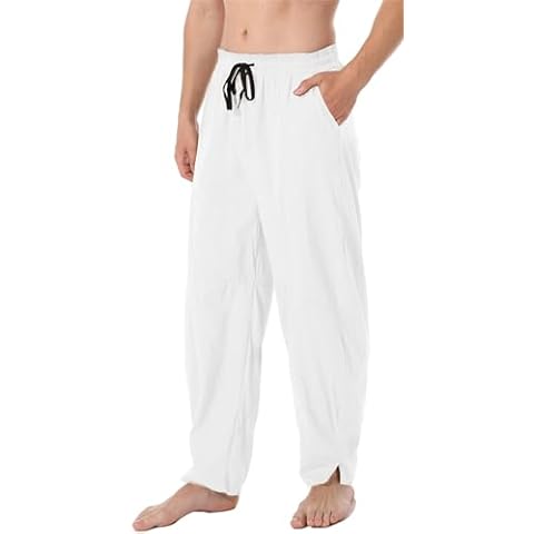 AITFINEISM Men's Lightweight Linen Trousers Cover