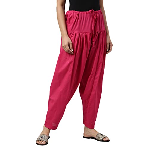 Image of GO COLORS Soft Cotton Salwar for Women | Relaxed Fit, Mid Rise, Ankle Length, Drawstrings