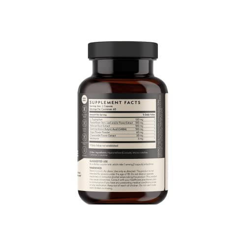 Terra Origin Restful Sleep Wake Cycle. Non-Gmo, Vegan, Gluten Free, Preservative Free, Soy Free & Dairy Free. With 5Mg Melatonin, L-Tryptophan, Gaba, Chamomile, Valerian, Passionflower - 60 Capsules #TOP1