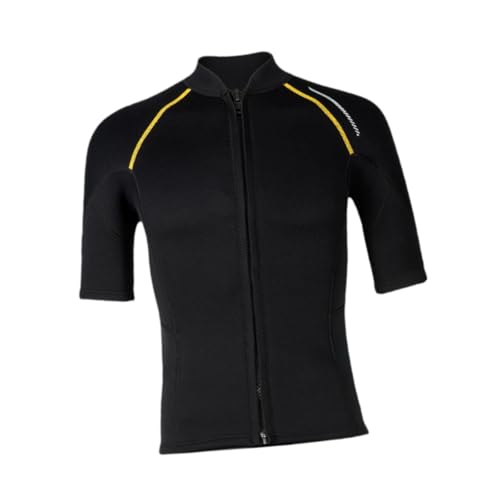 JISADER Top Muta da Uomo, Vestito da Nuoto, Giacca con Zip Anteriore a Maniche Corte, Costume da Bagno a Muta in Neoprene da 1,5 mm per Nuotare in Kayak, S