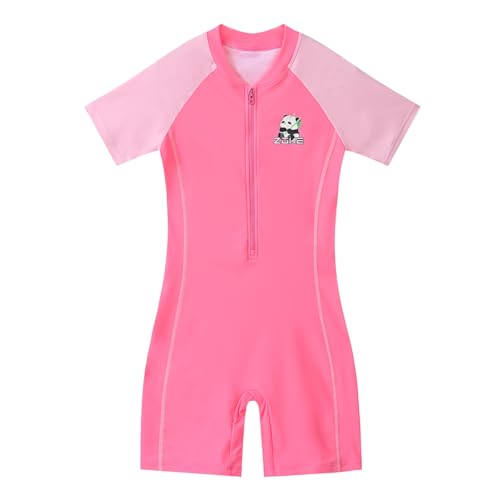 Image of karrack Girls and Boys One Piece Rash Guard Swimsuit Kid Water Sport Short Swimsuit UPF 50+ Sun Protection Bathing Suits