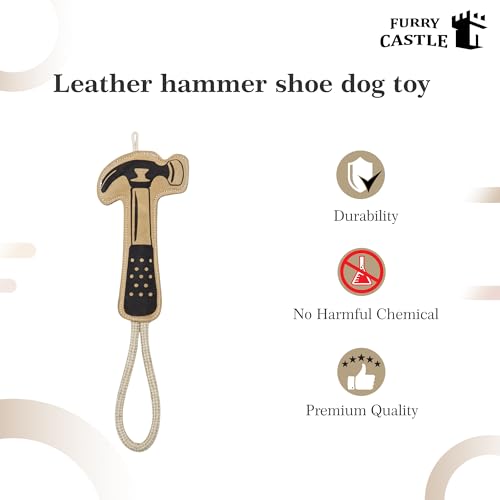 Image of Dog Toys Leather Hammer Shape Perfect for Pets-Dog & Cats (Pack of 1, Tan)