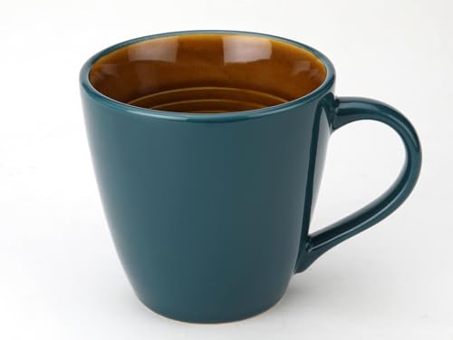 Image of Bodhi House Handcrafted Ceramic Coffee Mug Set of 1 Pieces (350 Ml), Stoneware Tea Cup, Microwave Safe Large Milk Mug, Glossy Finish, Ideal for Daily use, Casual Gatherings and Gifting, Cyan