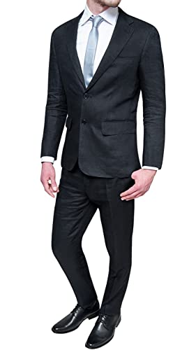 Robe en lin homme Evoga costume d'été complet noir vêtement de cérémonie chic 52