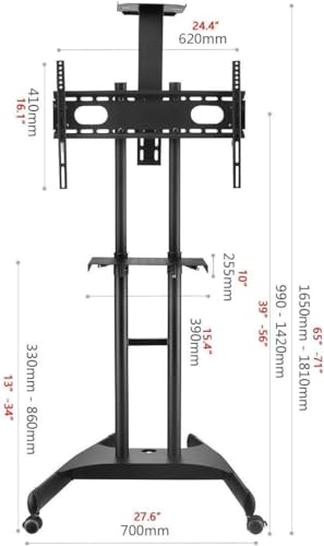 Soporte móvil para TV con ruedas y estantes ajustables miniatura 2
