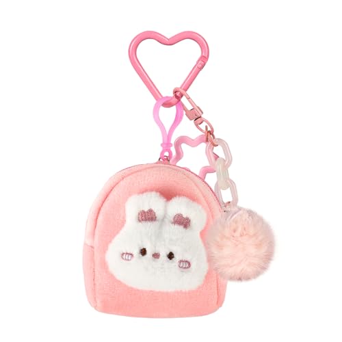 Kawaii Bunny Bag Charm for Handbags Cute Plush Keychain Accessories Mini Storage Pouch for Earphones & Coins (bunny)