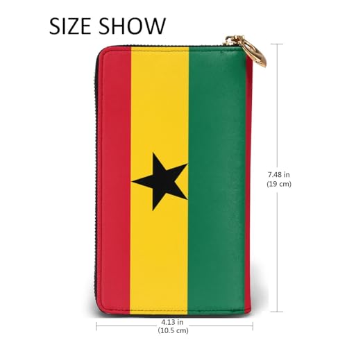 Flag of Ghana Women's Wallet Long Zip Around, Premium Vegan Leather Wallet with 12 Card Holders, Large Capacity,Gift Ready Packaging3