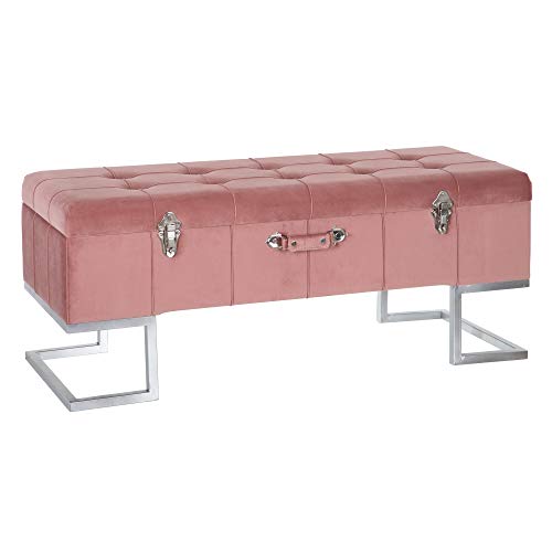 Banqueta baúl de Terciopelo y Metal Rosa de 105x40x42 cm - LOLAhome