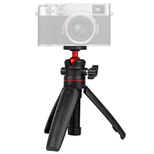 Mini Camera Tripod Selfie Stick Travel Tripod Compact Phone Holder Mount Portable Desk Tripod Stand with 360 Degree Ball Head for Sony RX1R II RX100 VII ZV1 Canon G7X Mark Fujifilm Leica Q2 Black