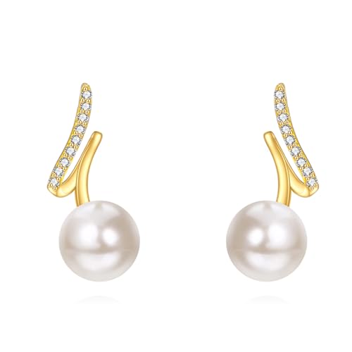 Pearl Earrings for Women 925 Sterling Silver Freshwater Cultured Pearl
