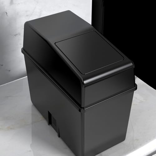 Cubo de basura para coche con tapa de plástico resistente negro 6