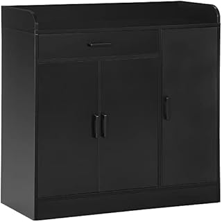 HOMCOM Modern Sideboard with Storage Cabinet, Floor Cupboard with Drawer for Living Room, Bedroom, Hallway, Black