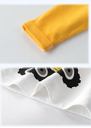 Toddler Boys 3-Pack Long Sleeve Excavator T-Shirt 100% Cotton Basic Tops Car Shirt (Set-F, 3T) #TOP4