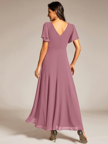 Image of Ever-Pretty Summer A-Line V-Neck Formal Dress for Women Empire Waist Chiffon Mother of the Bride Wedding Guest Dresses 41981