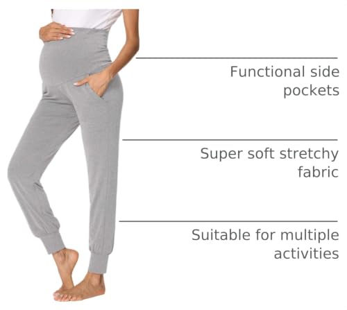 Image of fitglam Women's Maternity Pants Over Belly Lounge Pajamas Clothes Pregnancy Must Haves Joggers with Pockets