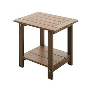 Double Adirondack Outdoor Side Table Weather Resistant, Outdoor Rectangular Patio End Table for Adirondack Chair, Teak